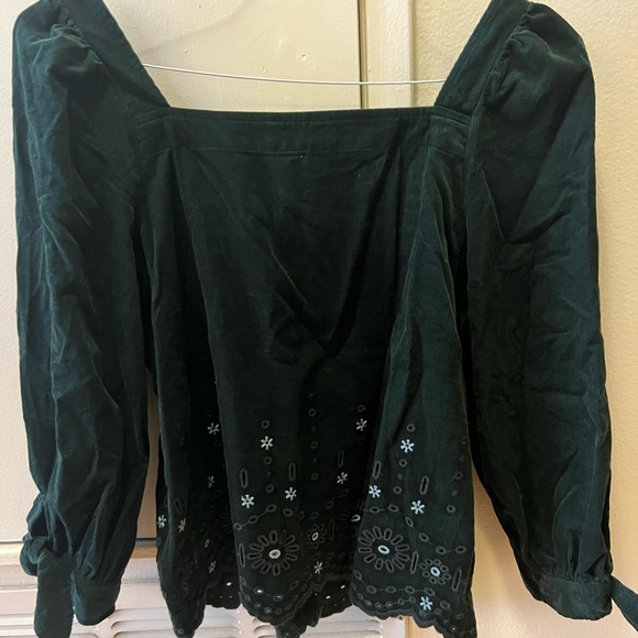Madewell Green Square-Neck Eyelet Peplum Blouse - Picture 5 of 5